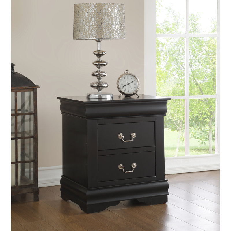 Table de chevet noire avec une grande capacité de rangement - 24 po de haut x 21 po de large sophistiquée pour la chambre à coucher - profondeur de 15 po de hauteur
