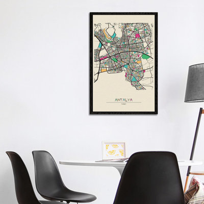 Antalya, Turkey Map by Ayse Deniz Akerman - Print on Canvas