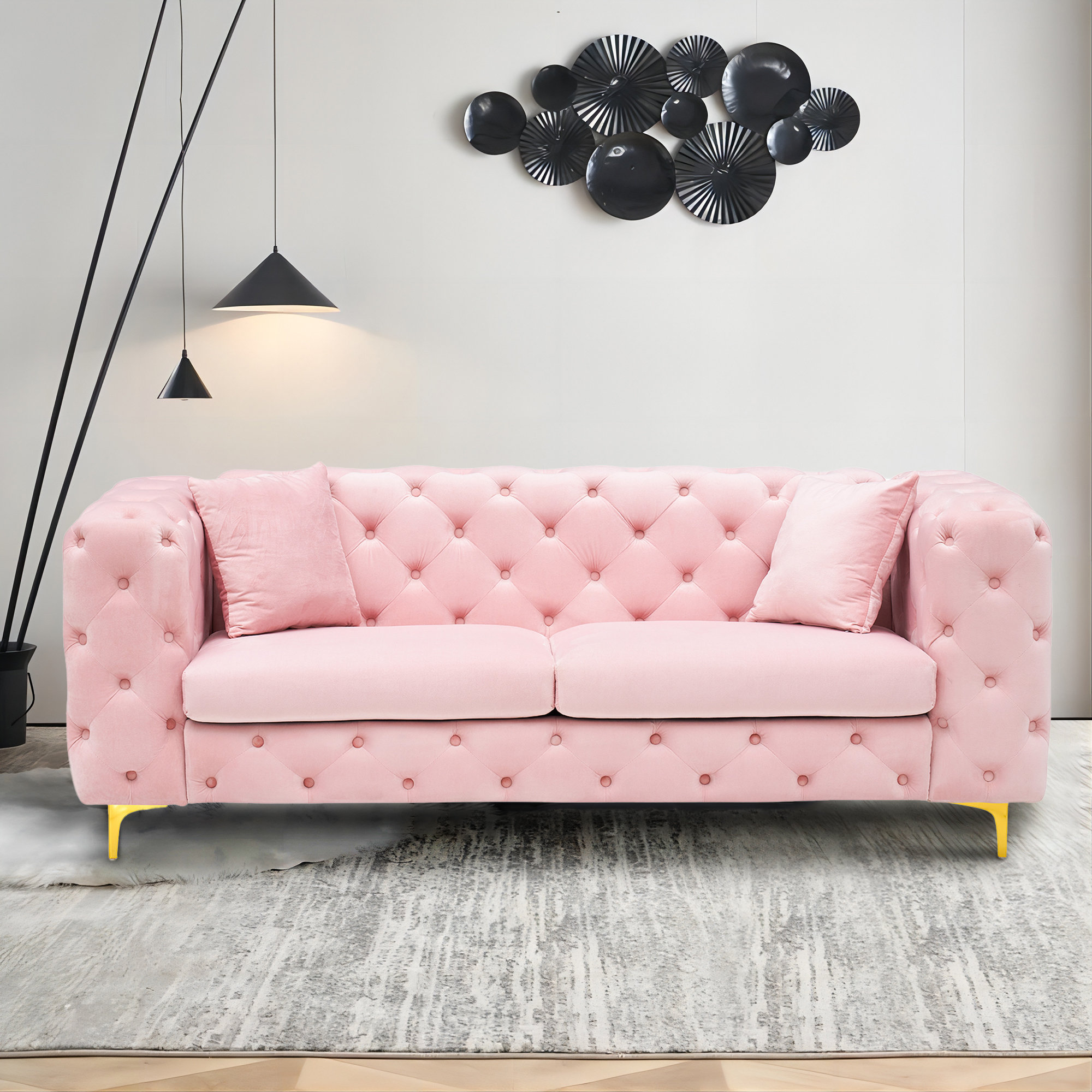 Mercer41 Winfriede Velvet Chesterfield Sofa 2 Seater Couch Wayfair Canada