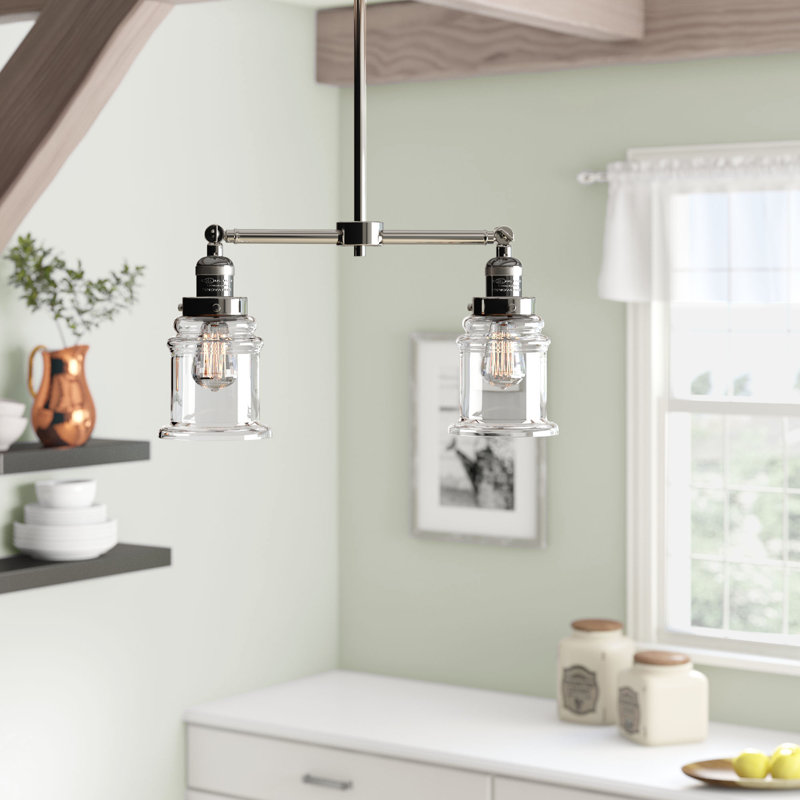 Galaviz 2 - Light Kitchen Island Pendant, Clear, No Bulb Included, Antique Copper