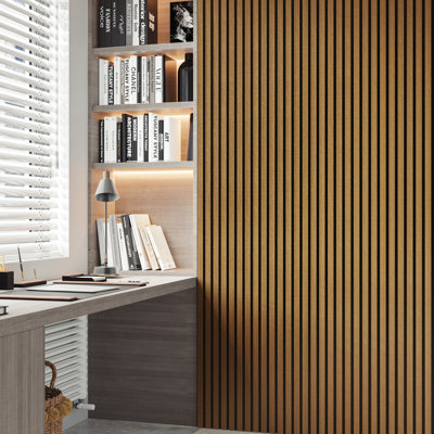 2pcs x 94.5" x 24" 3D Acoustic Slat Wall Panels for Interior Wall Décor Natural Oak Wall Slat(2 Pack/31.50 sq.ft)