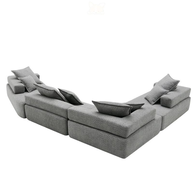 156" Oversized Modular U Shaped Sectional Sofa, Grey