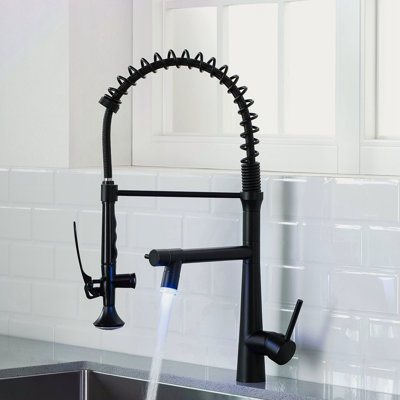 Heavy Duty Commercial Style Kitchen Sink Faucet, Single Handle Pre-Rinse Spring Sprayer Kitchen Faucets, High Arc Pull Down Kitchen Faucet