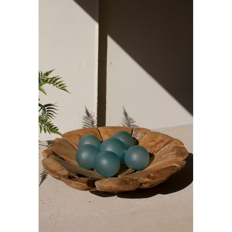 Kalalou Round Recycled Teakwood Compote – 6" Tall Decorative Bowl