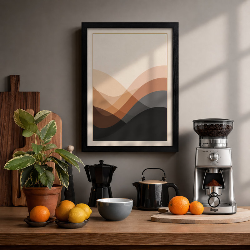 Earth Waves Minimalist - Print, Black, A3 - 42.0 x 29.7 cm