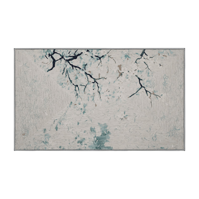 Machine Washable Gray Area Rug, Rectangle 4' x 6'