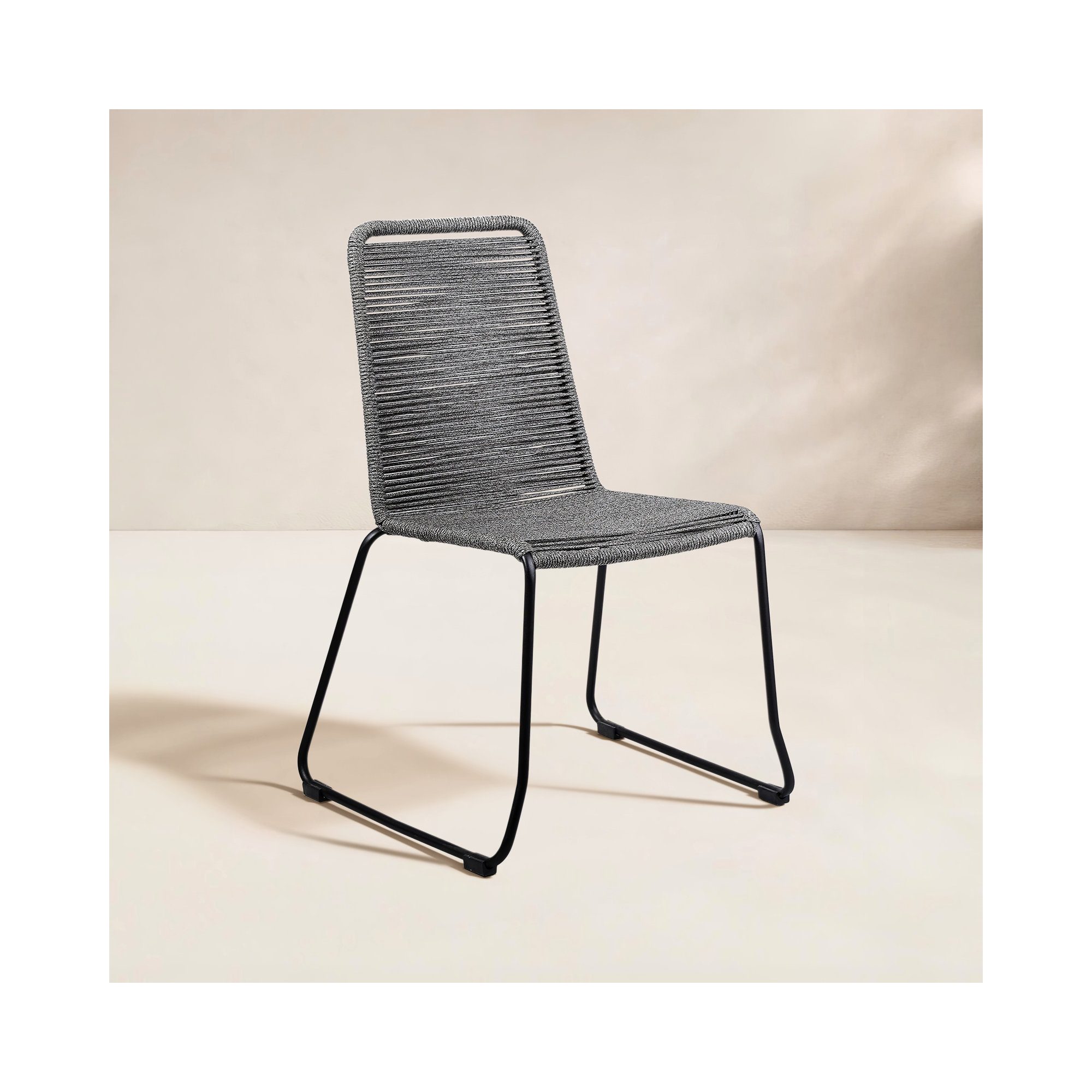 Camberlynn Premium All-Weather Wicker Outdoor Stacking Dining Side Chair, Gray