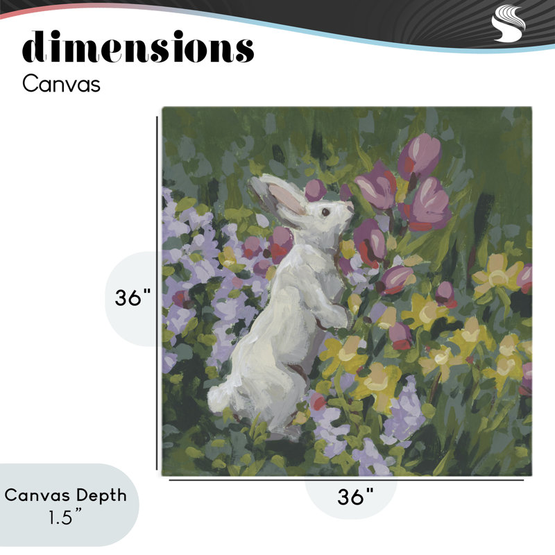 «Bunny in Garden Impression Canvas», conception par June Erica Vess, H 36 po x l 36 po