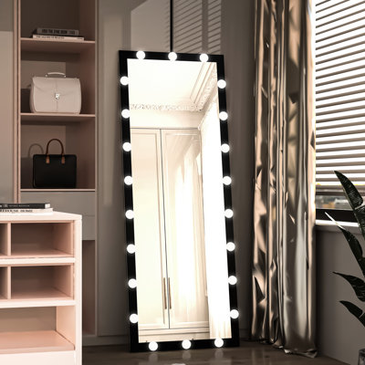 Miroir de plancher pleine longueur 3 couleurs pour le vestiaire: noir 63 po x 24 po, fixation murale, commande tactile, corps en aluminium.