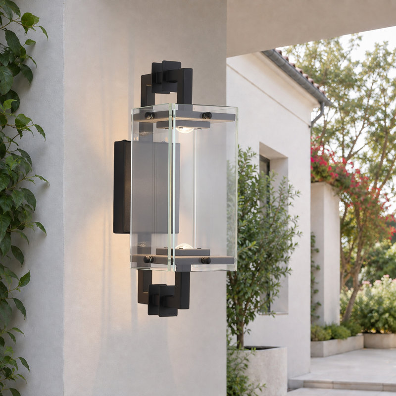 Applique murale moderne d'extérieur en verre noir, DEL 10 W, IP65, 3000 K