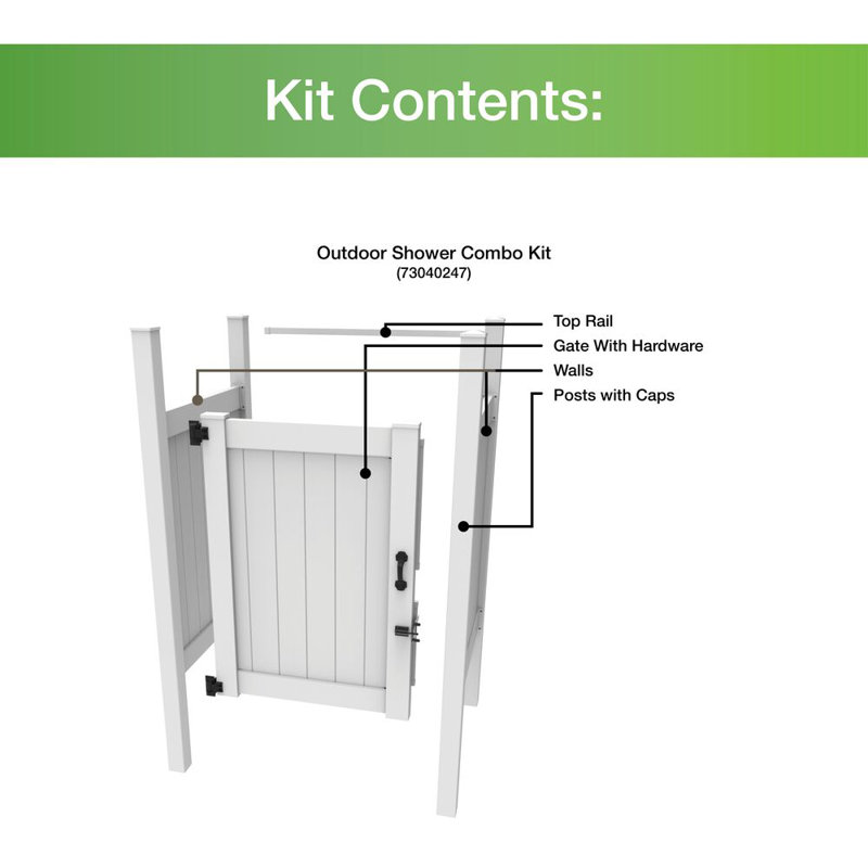 White 4 ft. x 4 ft. Outdoor Shower Stall Kit with Gate