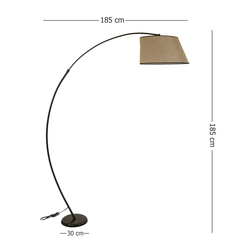 Lampe sur pied arquée 73 po Daulton, Noir, Osier foncé
