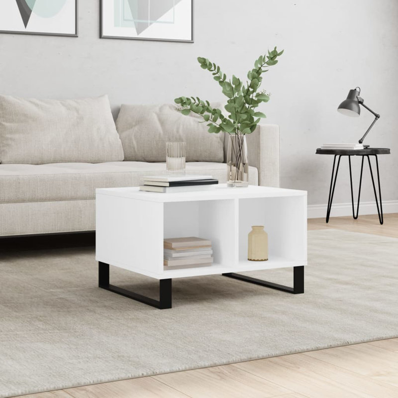 Mitra Sled Coffee Table with Storage, White