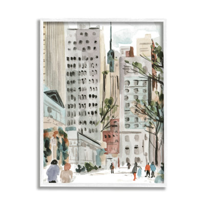 " People Walking City Streets Tall Metropolis Buildings " by Melissa Wang