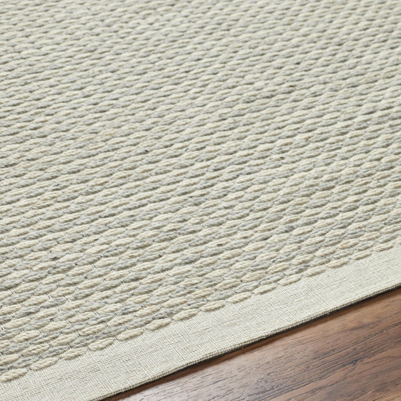 Tapis gris clair en laine tissé à plat à la main Rectangle Drees, Rectangle 2 pi x 3 pi
