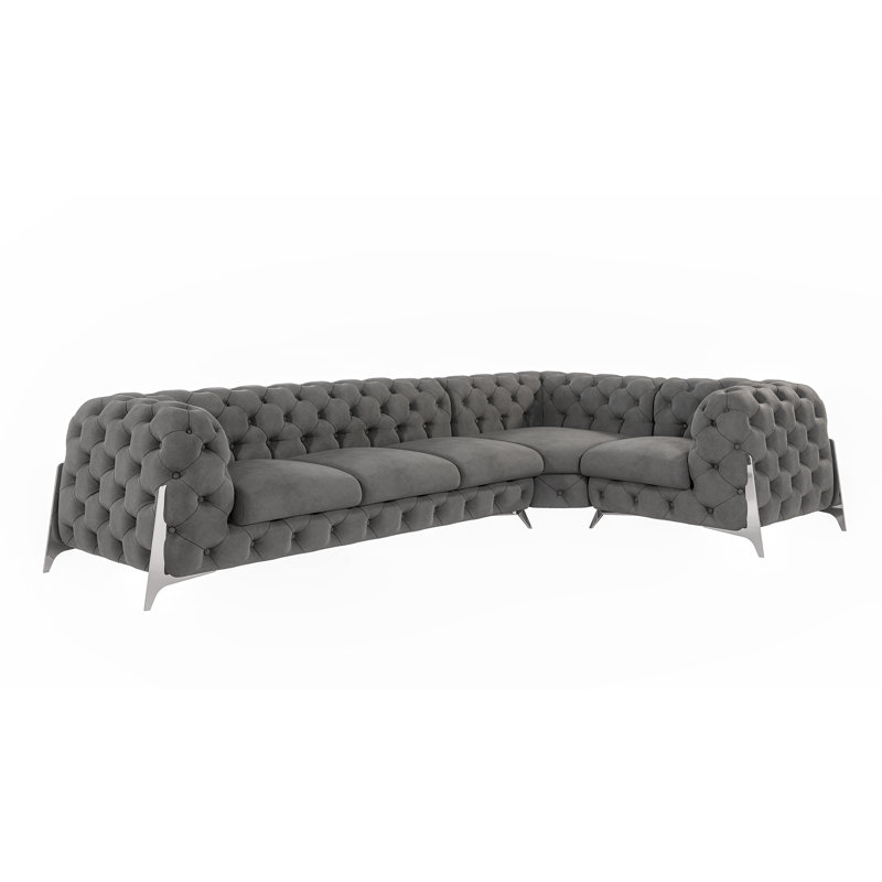 Juneri Chesterfield Corner Sofa, Right Hand Facing, Navy Blue