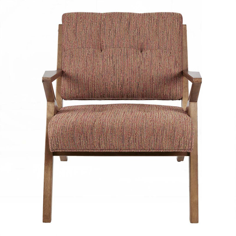Chaise rembourrée en polyester avec pieds en bois, Orange