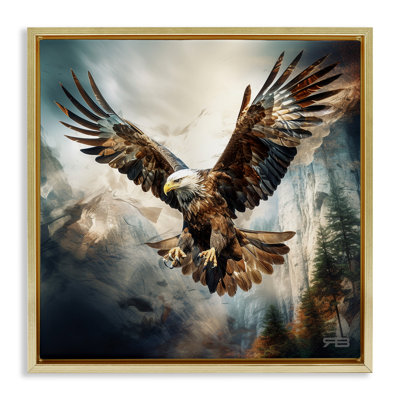 Intense Eagle Spreading Wings Framed Floater Canvas Wall Art by Roozbeh Bahramali