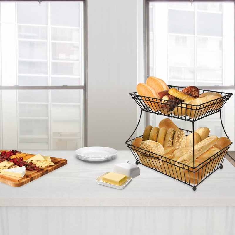 Sorbus 2-Tier Flat-Back Metal Fruit and Bread Basket