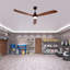 Ventilateur de plafond moderne de 72 pouces aux tons noirs avec lumière DEL intégrée, télécommande et trois pales en bois massif