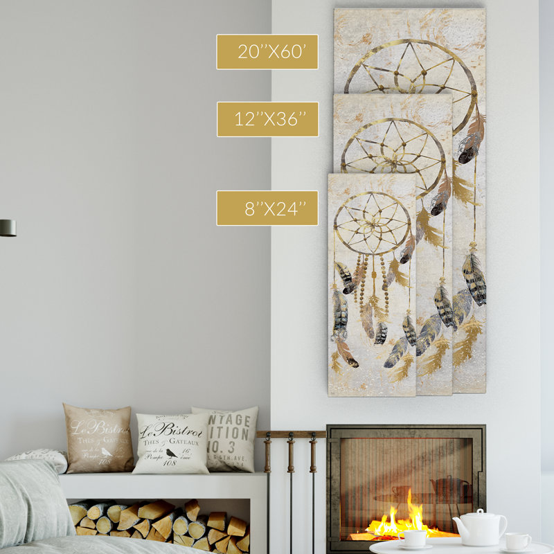 «Tribal Dreamcatcher», reproduction de peinture à l'huile sur toile, H 20 po x l 60 po x P 1,5 po