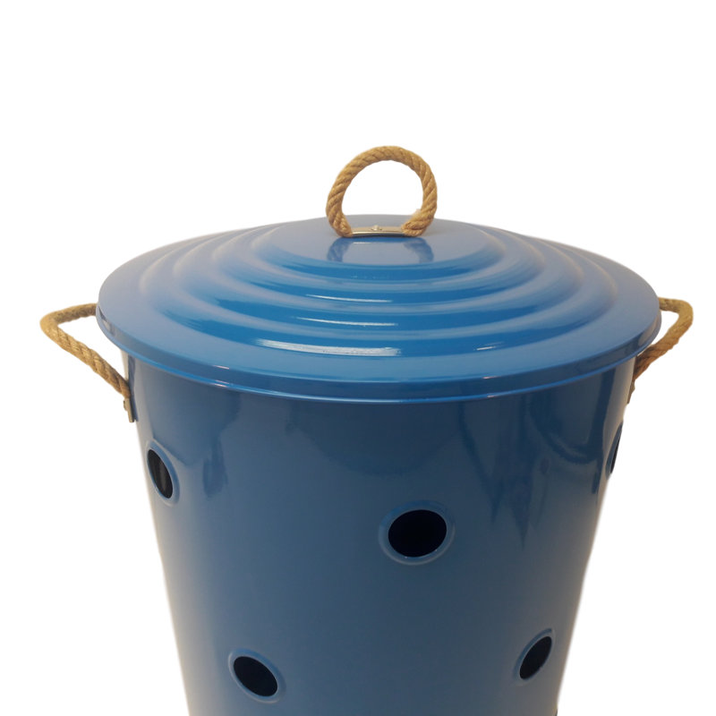 Metal Laundry Hamper with Handles, Blue
