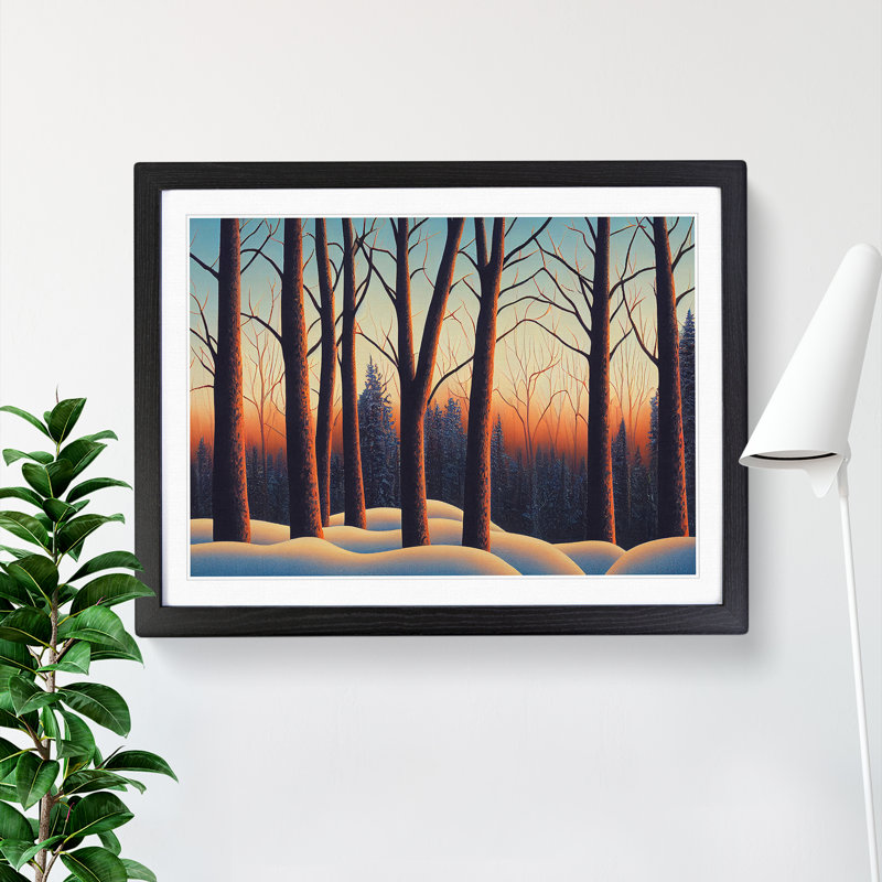 Incomparable Winter Forest - Single Picture Frame Print, 46cm H x 64cm W x 2cm D, Black