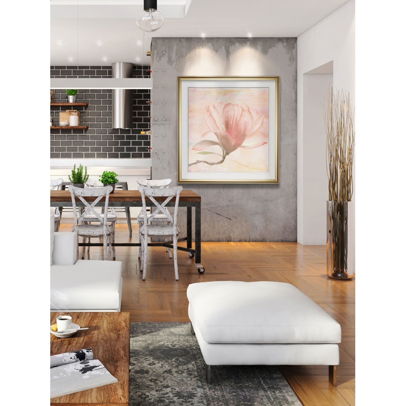 « rêvey magnolia i », peinture, H 16 po x l 16 po x P 2 po, Cadre doré