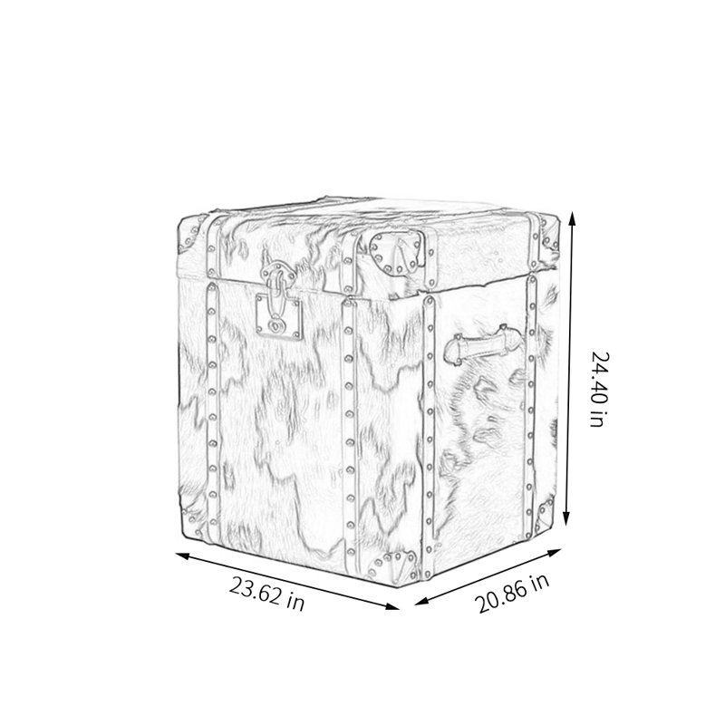 Table d'appoint avec cadre en bois de vache 23,62 po