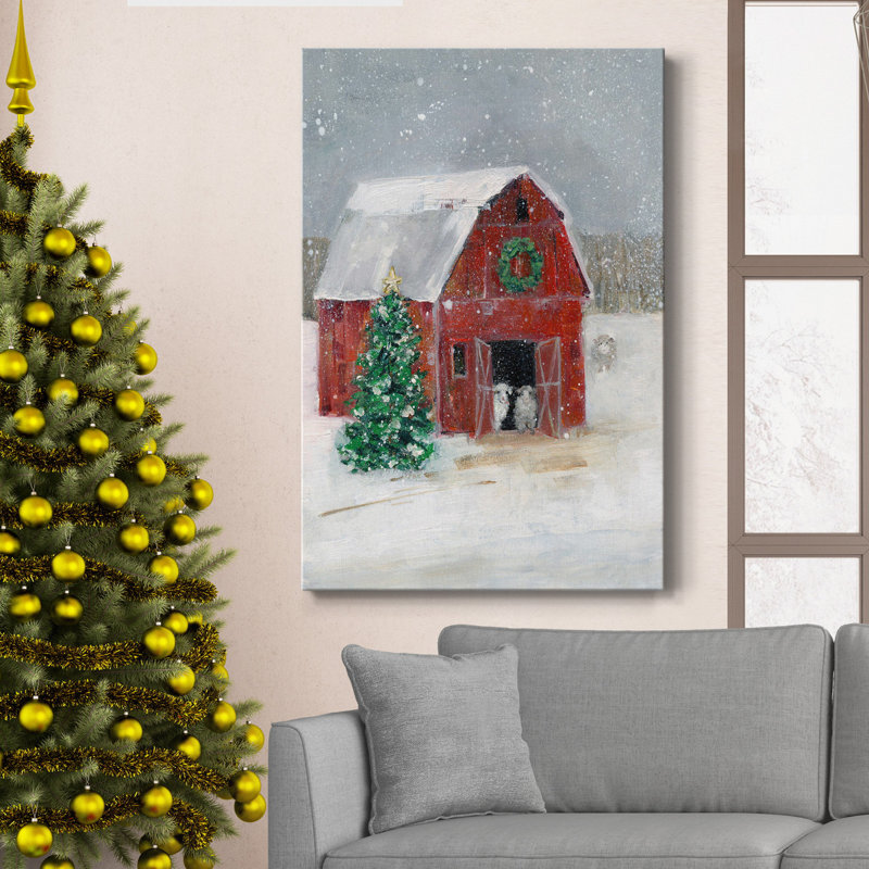 «Christmas On The Farm I», reproduction sur toile tendue, H 48 po x l 32 po x P 1 po