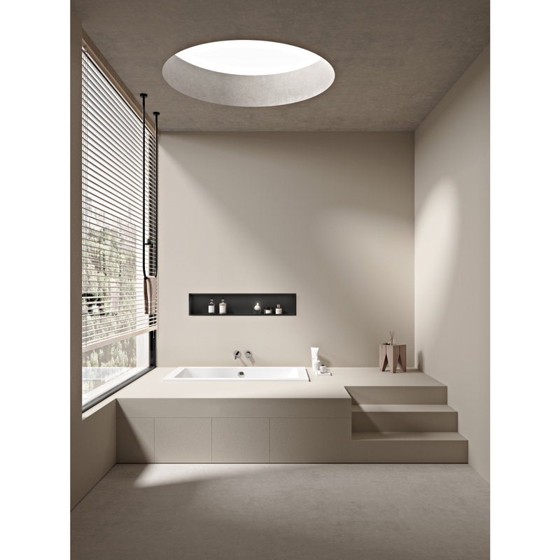 Glossy White Acrylic Drop-In Tub with Jets