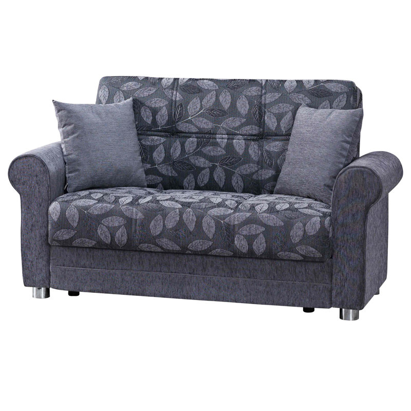 Rio 63 in. Fabric Upholstered 2-Seater 3-in-1 Sleeper Loveseat with Storage, Gray