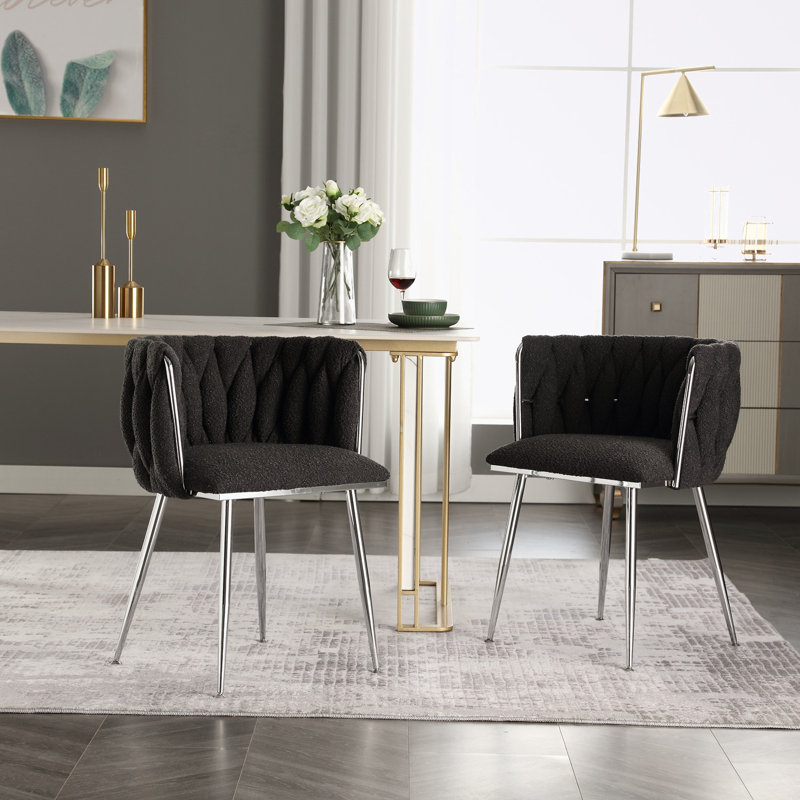 Chaise de salle à manger rembourrée en polyester Manac, Noir