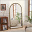 Vintage Arched Iron Full Length Floor Mirror with Support Legs, Freestanding Full Body Mirror for Living Room & Bedroom-320603404