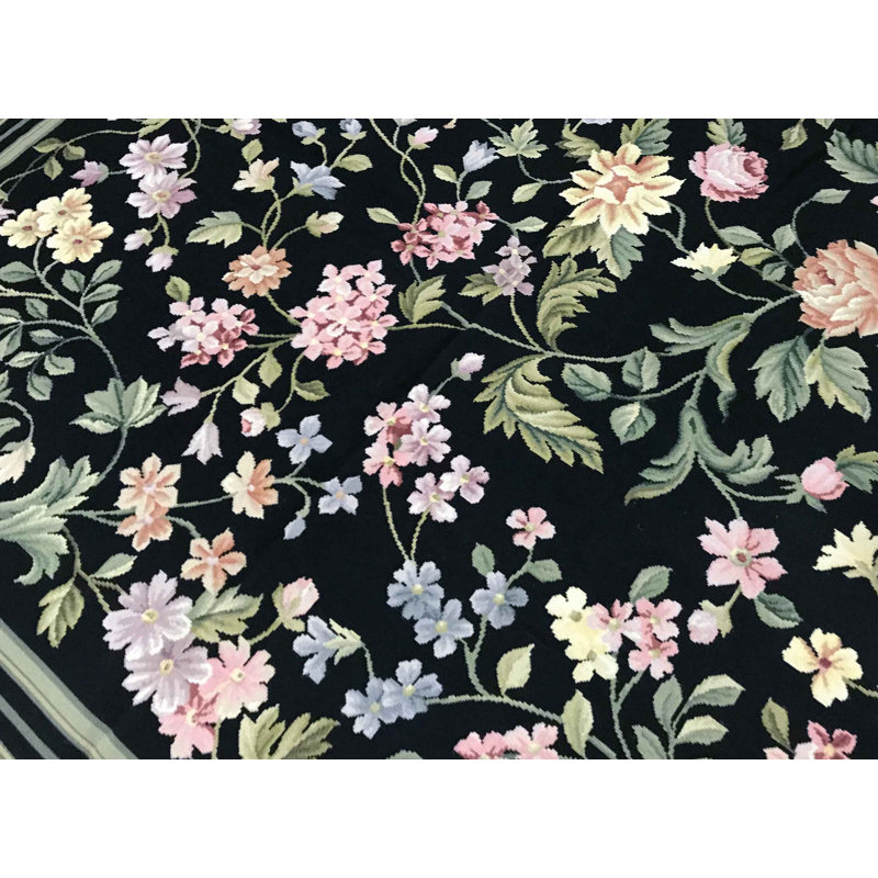 Hand-Knotted High-Quality Black Area Rug