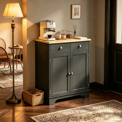 Multi Purpose Accent Cabinet with Dual Drawers and Adjustable Shelf for Home Organizing