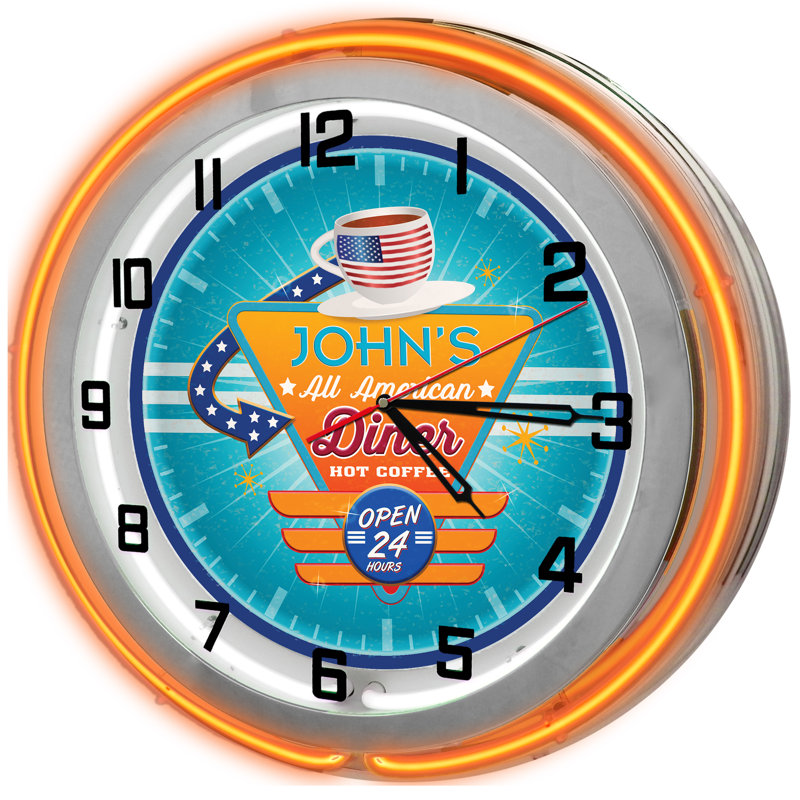 Horloge murale American Diner, Orange