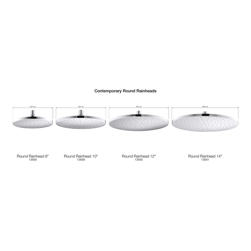 Contemporary Rain Shower Head, Vibrant Moderne Brushed Gold, Round , 1.75 GPM
