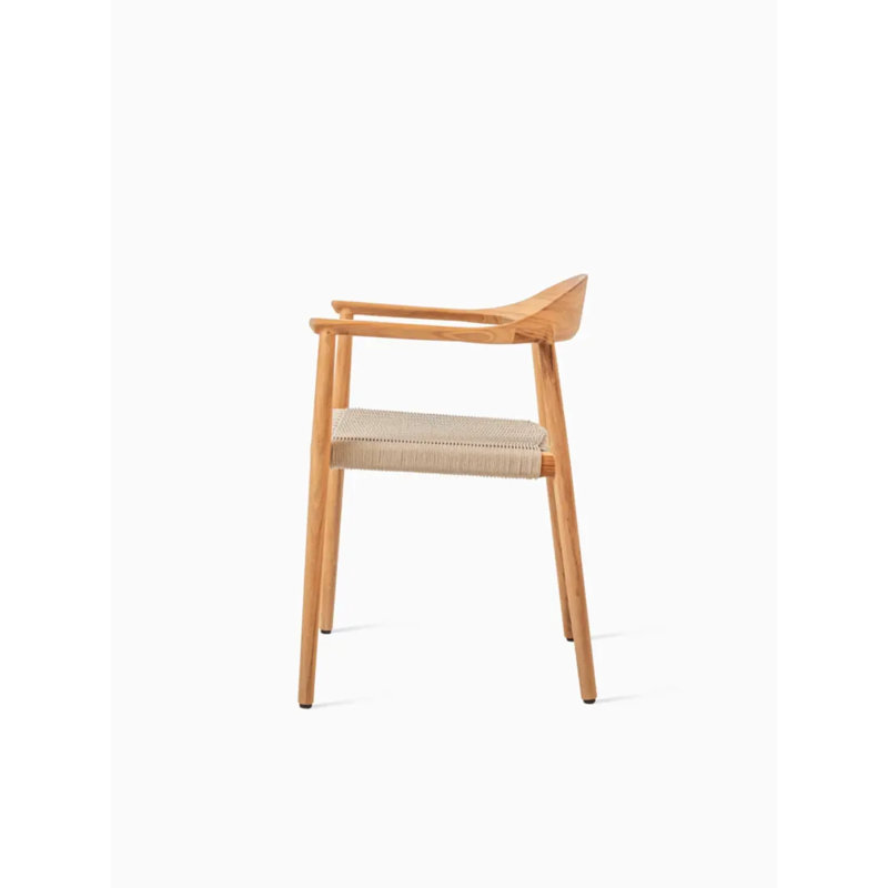 Fika Dining Armchair Untreated Teak Flax Rope