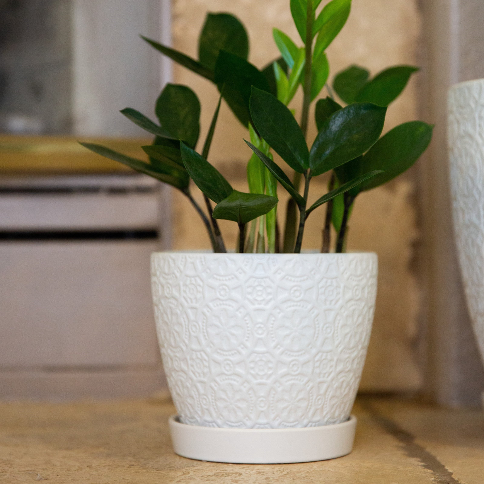 Ceramic Pot Planter, 5.8"H x 5.8"W x 5"D