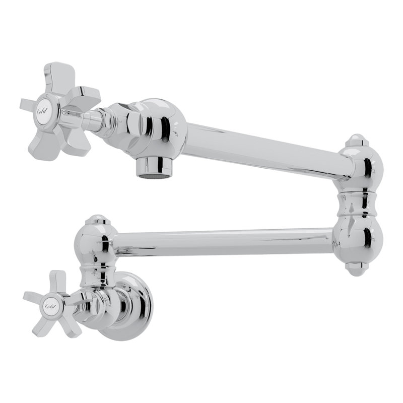 Country Pot Filler, Polished Chrome, Five Spoke Handles