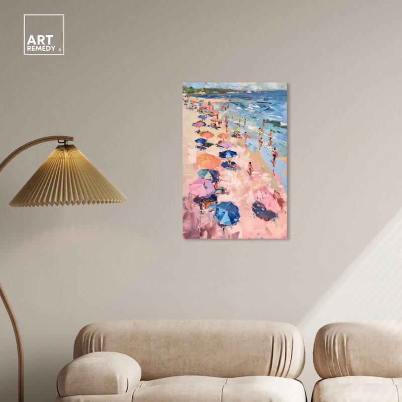Colorful Coastal Beach Scene Canvas Wall Art, 20" x 30"