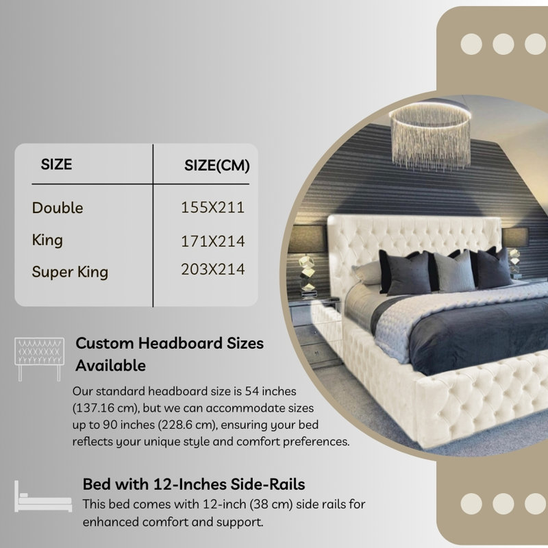 Aliyannah Upholstered Ottoman Storage Bed, Kingsize (5'), Cream
