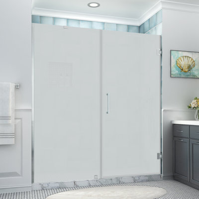 Belmore XL 69.25 - 70.25 in. x 80 in. Frameless Hinged Shower Door with Ultra-Bright Glass