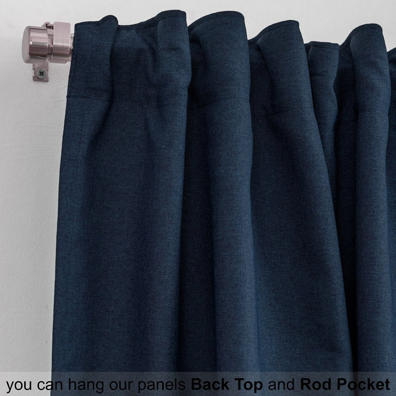 LAXTON Room Darkening Extra Long & Extra Wide Decorative Curtain, 100" W x 168" L, Dark Blue