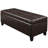 Contemporary Rectangle Storage Ottoman Bench In Faux Leather, Assembled