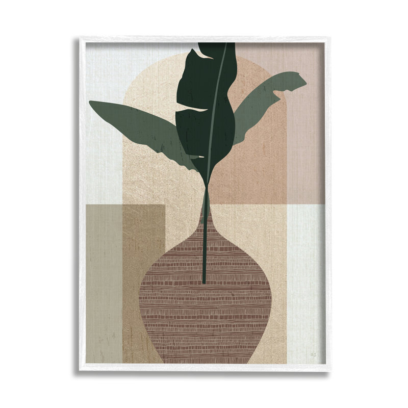 Earth Tones Plant Sprig Canvas Print with White Frame