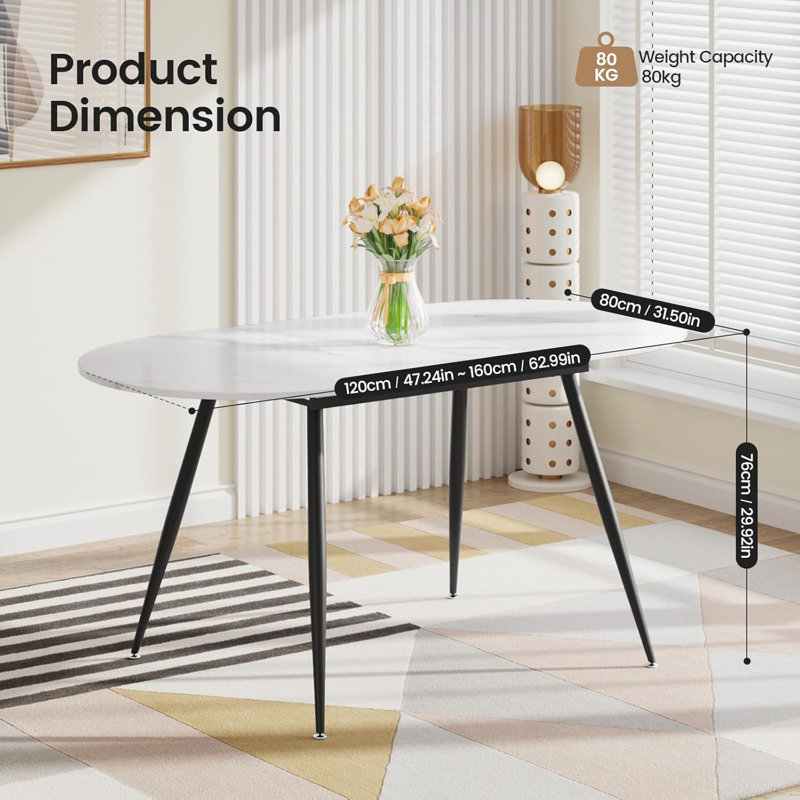4 - Person Extendable Dining Set, Brown, White