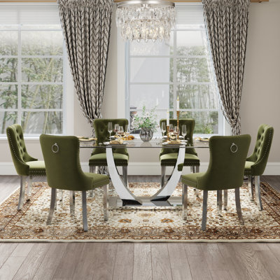 Kazandra 6 - Person Pedestal Dining Set