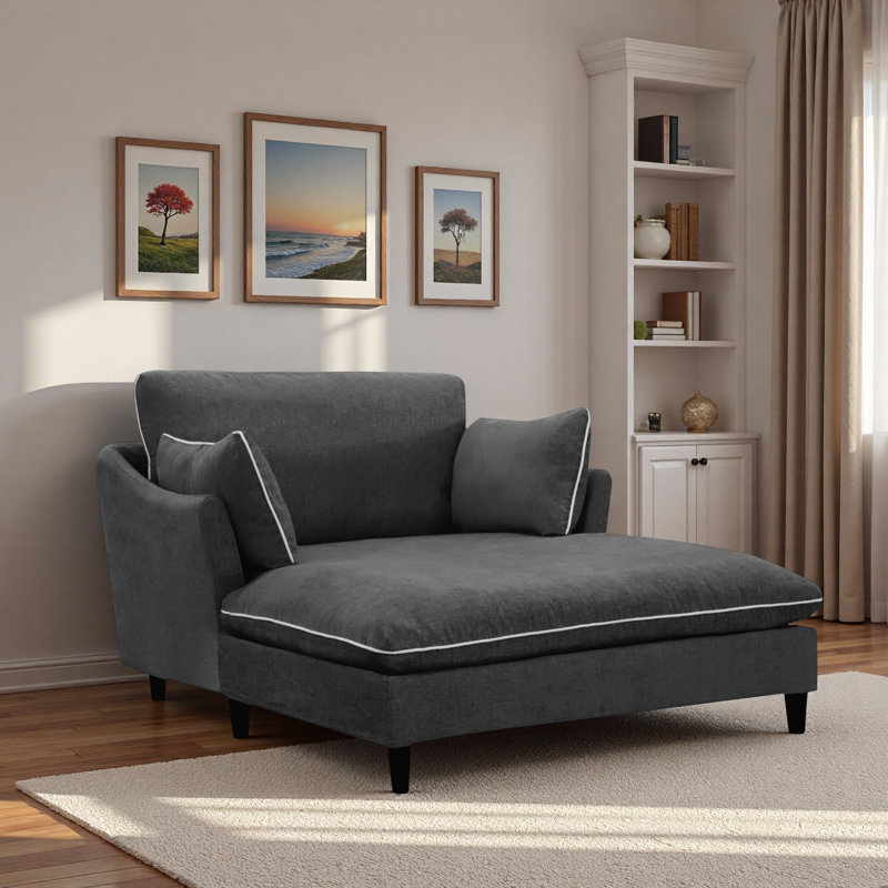Chaise longue moderne avec coussins, Noir